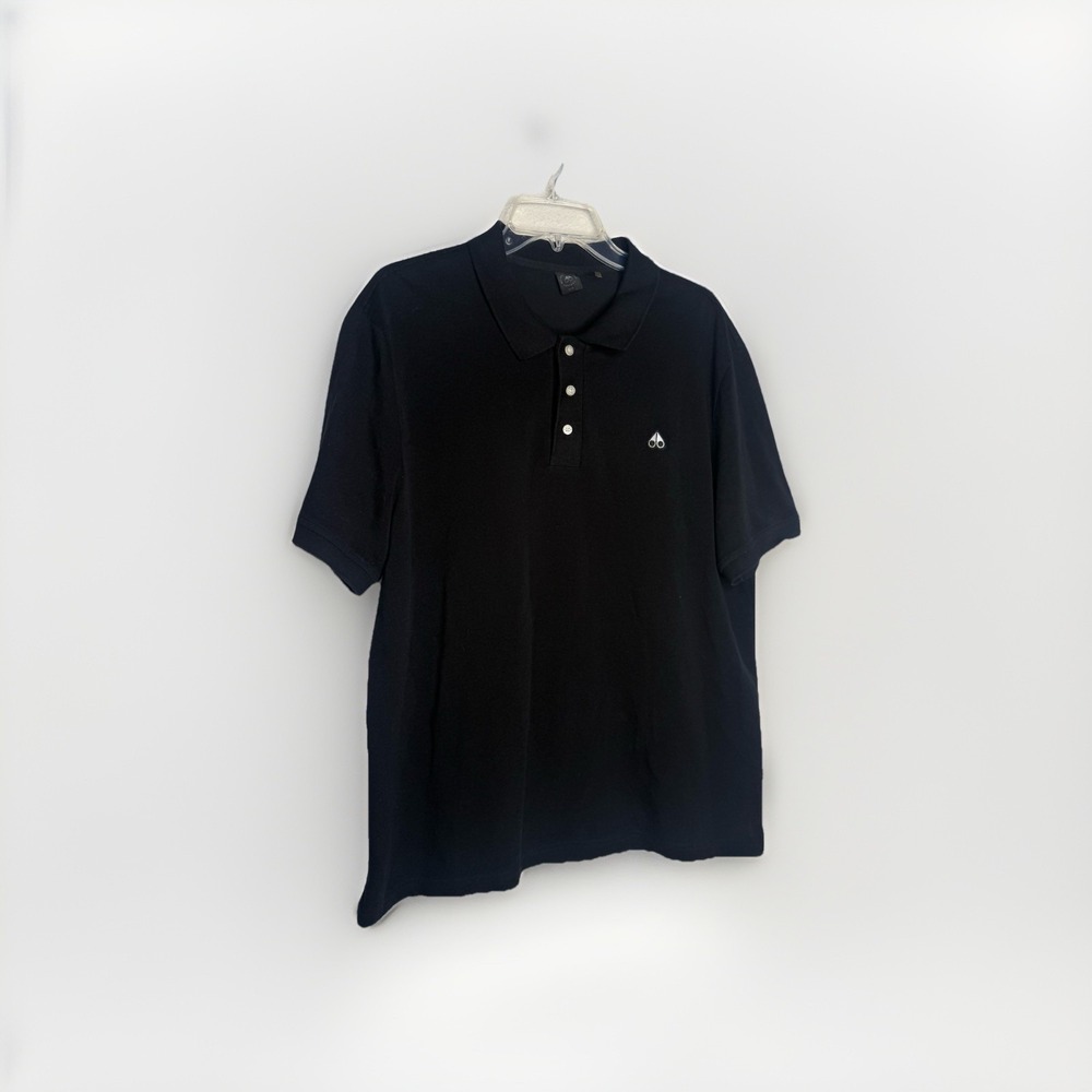 Moose Knuckles Men's Premium Piqué Cotton Polo Shirt Black Size Large
